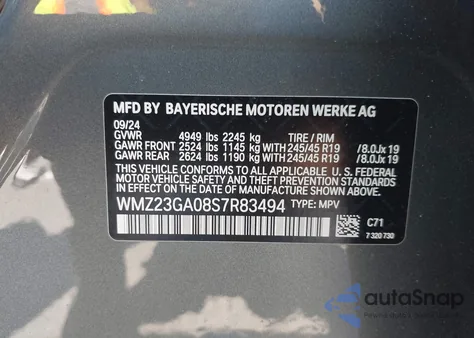 2025 Mini Countryman Cooper S из США, поврежденный, VIN WMZ23GA08S7R83494